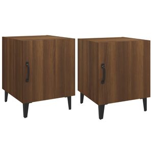 vidaXL Mesita de noche 2 uds madera contrachapada color roble marr&oacute;n