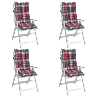 vidaXL Cojines para silla respaldo alto 4 uds tela Oxford cuadros rojo