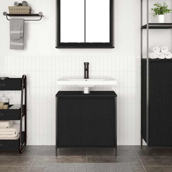 vidaXL Mueble de ba&ntilde;o con lavabo negro 60x34,5x60 cm