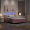 vidaXL Cama Box Spring LED con colch&oacute;n Rosa 140 x 200 cm Terciopelo