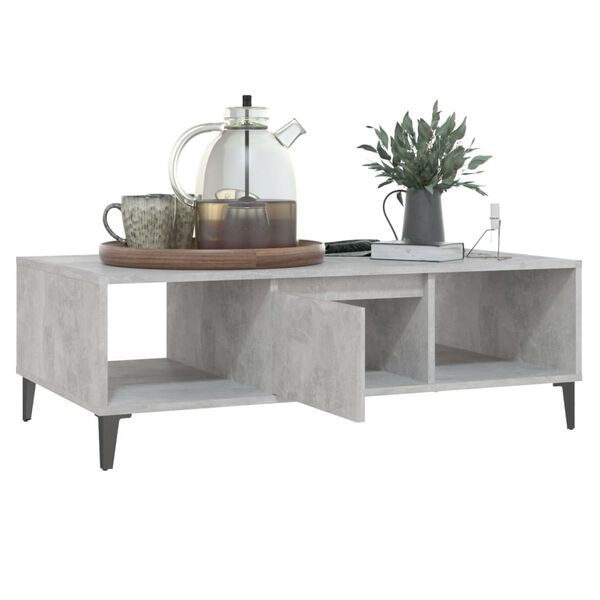 vidaXL Mesa centro madera contrachapada gris hormigón 103,5x60x35 cm