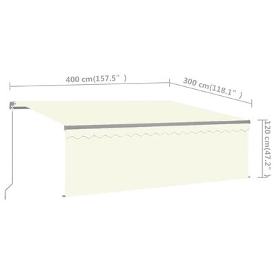 vidaXL Toldo retráctil manual con persiana color crema 4x3 m