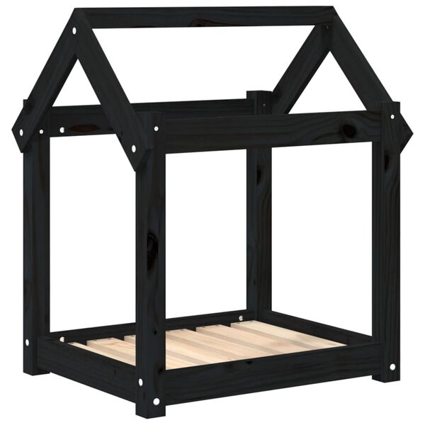 vidaXL Cama para perros madera maciza de pino negro 61x50x70 cm