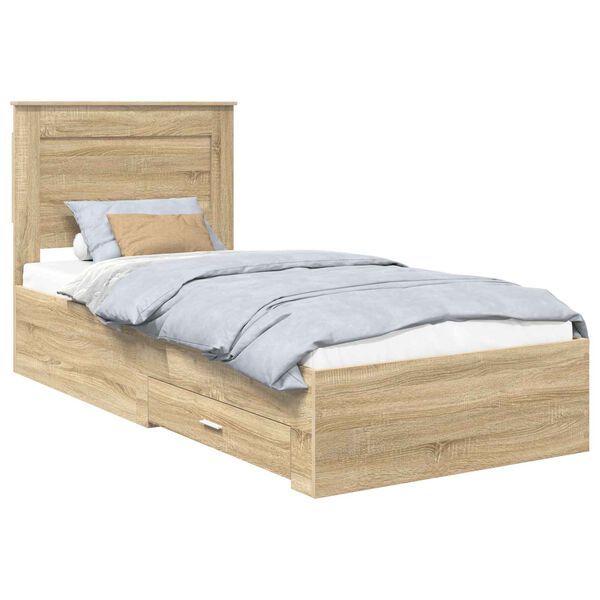 vidaXL Estructura de cama con caj&oacute;n con cabecera Madera contrachapada