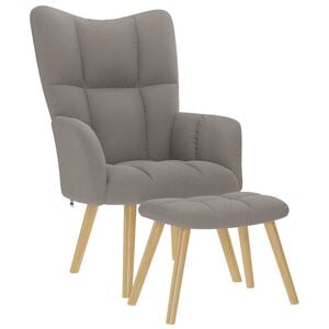 vidaXL Sill&oacute;n de relax con taburete de tela gris taup&eacute;