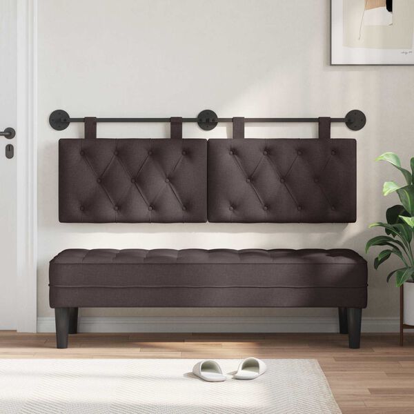 vidaXL Cabecera Colgante Marr&oacute;n Oscuro 150 x 55 x 7 cm tela