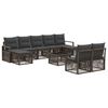 vidaXL Conjunto de sof&aacute;s de jard&iacute;n 10 uds. Gris rat&aacute;n sint&eacute;tico