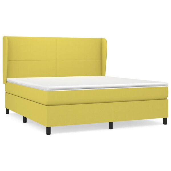 vidaXL Cama box spring con colch&oacute;n tela verde 180x200 cm