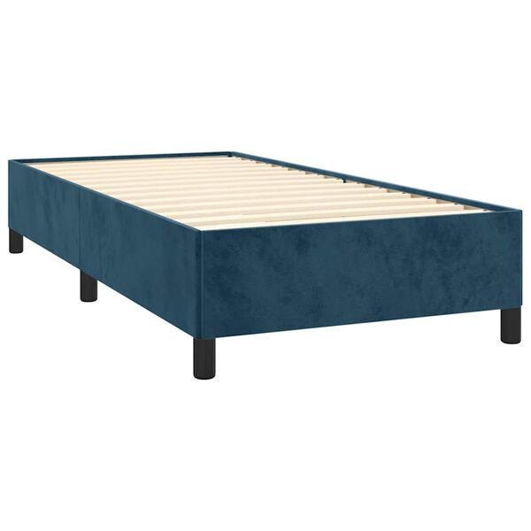 vidaXL Estructura de cama sin colch&oacute;n terciopelo azul oscuro 90x190 cm