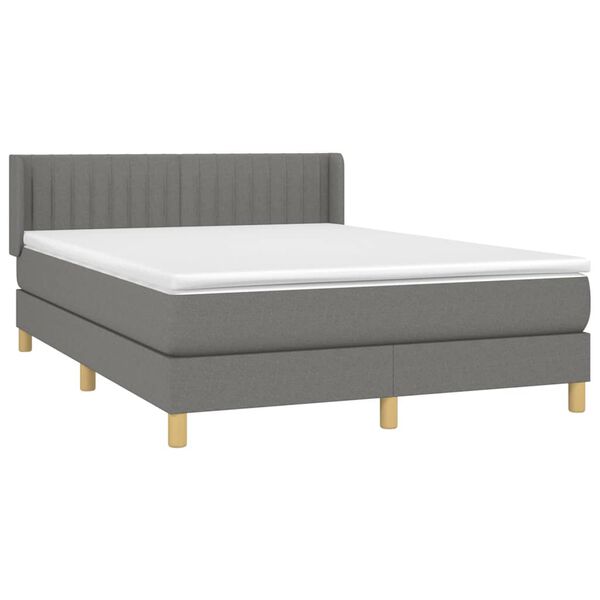 vidaXL Cama box spring con colch&oacute;n tela gris oscuro 140x200 cm