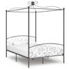vidaXL Estructura cama con dosel sin colch&oacute;n metal gris 140x200 cm