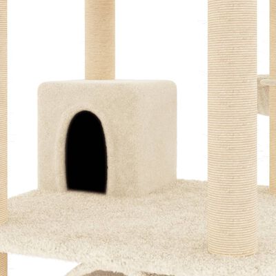 vidaXL Rascador para gatos con postes de sisal color crema 141 cm