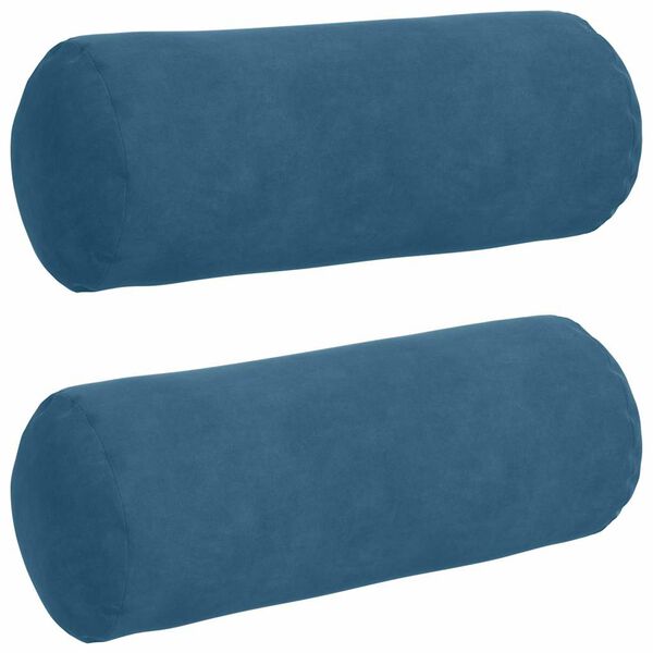 vidaXL Cojines Bolster 2 pcs Azul Ø 15 x 40 cm Tela de pana