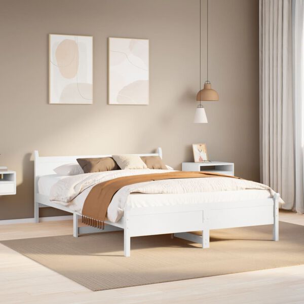 vidaXL Estructura de cama sin colch&oacute;n madera de pino blanca 140x190 cm