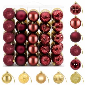 vidaXL Juego de bolas navide&ntilde;as 75 uds. Dorado y rojo vino 6 cm