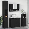 vidaXL Juego de muebles de ba&ntilde;o 4 pcs Negro Madera engineered y metal