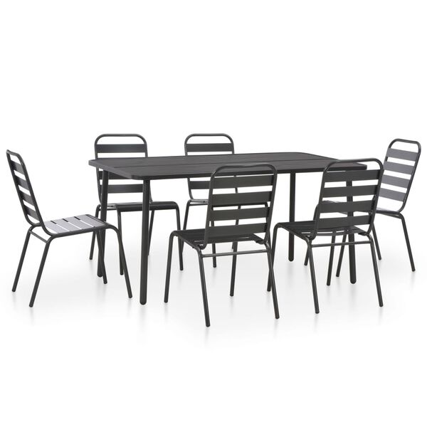 vidaXL Juego de comedor de jard&iacute;n 7 piezas acero gris oscuro
