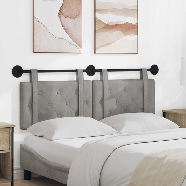 vidaXL Cabecera Colgante Gris Claro 130 x 55 x 5 cm Terciopelo