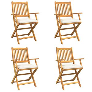 vidaXL Silla Plegable 4 uds. Blanco Madera maciza de Acacia