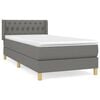vidaXL Cama box spring con colch&oacute;n tela gris oscuro 90x190 cm