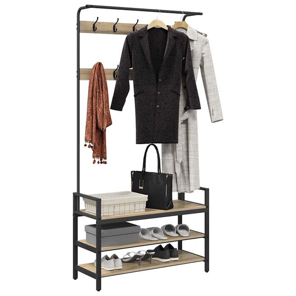 vidaXL Perchero Roble Sonoma 95 x 34 x 184 cm Madera contrachapada