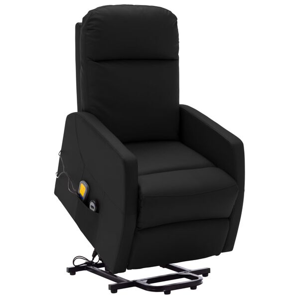 vidaXL Sill&oacute;n de masaje elevable cuero sint&eacute;tico negro