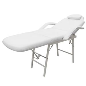 vidaXL Camilla de tratamiento de belleza cuero artificial blanco