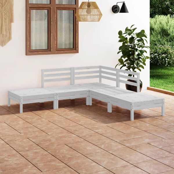 vidaXL Juego de muebles de jardín 5 piezas madera maciza pino blanco