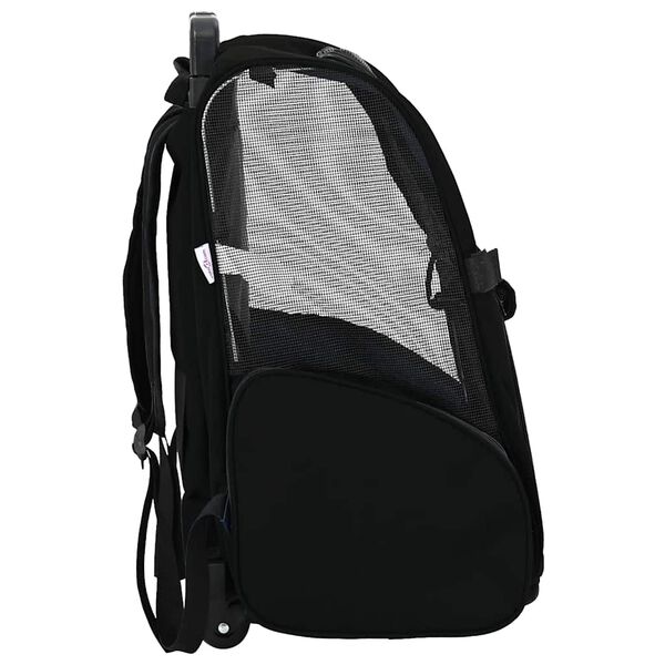 vidaXL Carrito para mascotas 3 en 1, dise&ntilde;o negro, 48 x 32 x (57-106) cm, tela Oxford