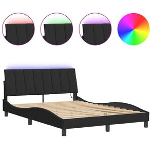 vidaXL Estructura de cama con LED sin colch&oacute;n Hanko terciopelo negro 140x190 cm