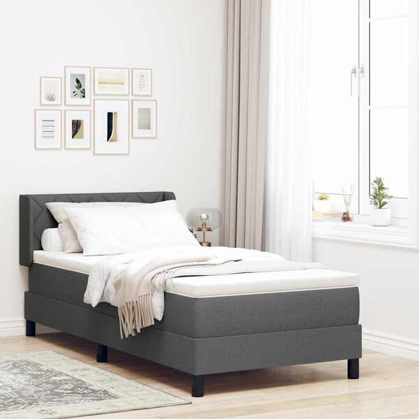vidaXL Cama tipo Box Spring con colch&oacute;n Gris oscuro 190 x 90 cm tela