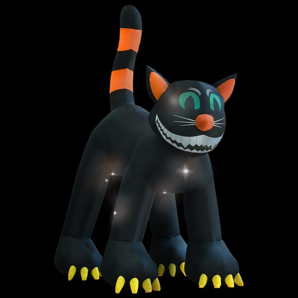 vidaXL Gato negro inflable de Halloween con LED XXL 6 m