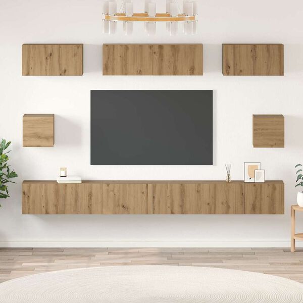 vidaXL Conjunto de mueble de TV 8 pcs Roble artesanal