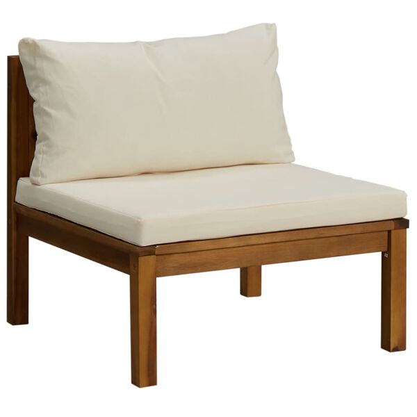 vidaXL Set de muebles de jardín 4 pzas con cojín crema acacia maciza