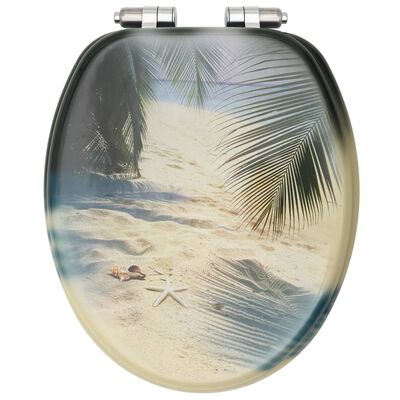 vidaXL Tapa de váter WC de cierre suave MDF diseño de playa