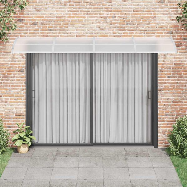 vidaXL Marquesina puerta policarbonato gris y transparente 350x75 cm