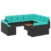 vidaXL Set de sof&aacute;s de jard&iacute;n y cojines 13 pzas rat&aacute;n sint&eacute;tico negro