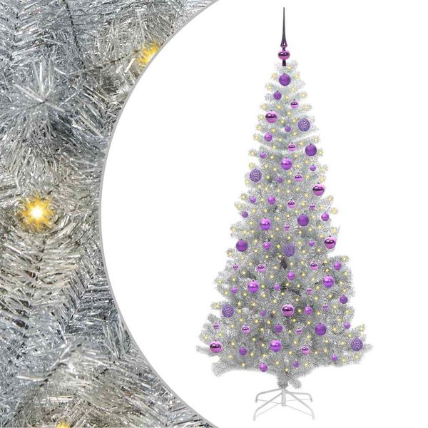 vidaXL &Aacute;rbol de Navidad con 300 LED con soporte Plateado 180 cm PET