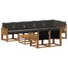 vidaXL Conjunto de sof&aacute;s de exterior con coj&iacute;n 9 pcs Natural y negro
