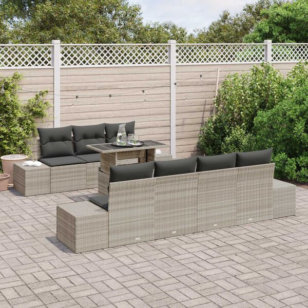 vidaXL Conjunto de sof&aacute; de jard&iacute;n 8 pcs Gris Claro y Gris Oscuro