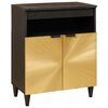 vidaXL Aparador Negro y dorado 60 x 33 x 75 cm Madera de mango maciza
