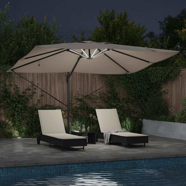 vidaXL Parasol Roma de Brazo Lateral Taupe y Negro 352 x 251 x 265 cm