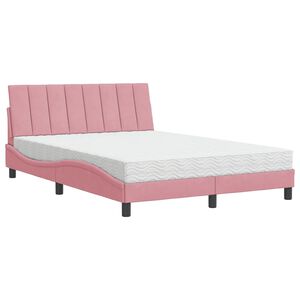 vidaXL Cama con colch&oacute;n Hanko terciopelo rosa 140x190 cm
