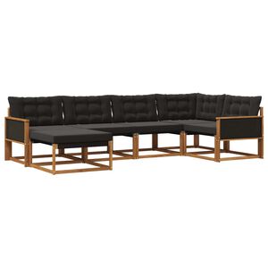 vidaXL Conjunto de sof&aacute;s de exterior 6 uds. Natural y negro