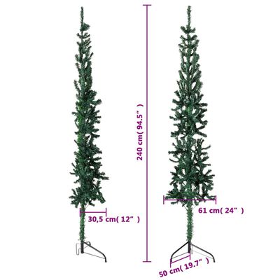 vidaXL Medio árbol de Navidad artificial con soporte verde 240 cm