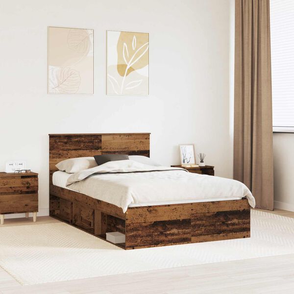 vidaXL Estructura de cama con cabecera Madera vieja 120 x 200 cm