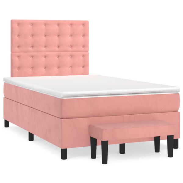 vidaXL Cama box spring con colch&oacute;n terciopelo rosa 120x200 cm