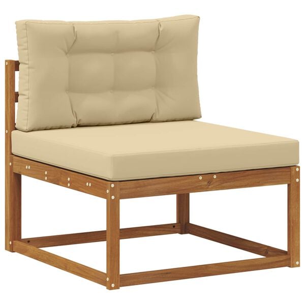 vidaXL Conjunto de sof&aacute;s de exterior con coj&iacute;n 7 pcs Natural y Beige