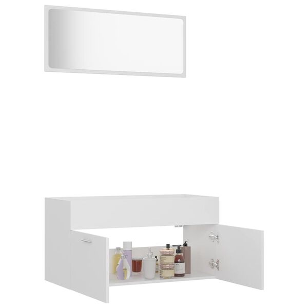 vidaXL Conjunto de muebles de baño 2 piezas contrachapada blanco