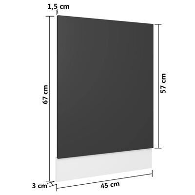 vidaXL Panel para lavavajillas madera contrachapada gris 45x3x67 cm